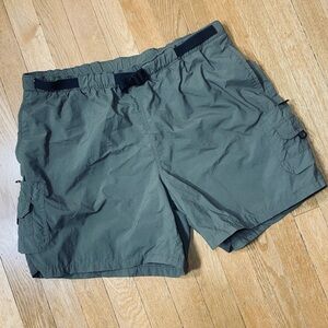 Columbia Sportswear Olive Green Brown Sandy River Hiking Cargo Belted Shorts L